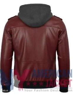 Women’s Burgandy with Removable Leather Hood Jacket
