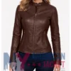 Women's Cafe Racer Leather Slimfit Jacket