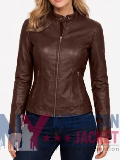 Women's Cafe Racer Leather Slimfit Jacket