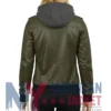 Women’s Coffee Brown with Removable Hood Leather Jacket