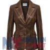 Women's Distressed Brown Leather Blazer