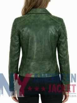 Women's Leather Biker Distressed Bomber Jacket