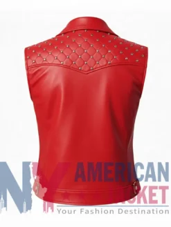 Women’s Leather Quilted Shoulder Studded Vest