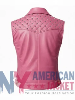Women’s Leather Quilted Studded Shoulder Vest