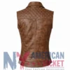 Women’s Leather Shoulder Quilted Studded Vest