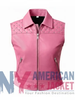 Women’s Leather Studded Shoulder Vest Quilted