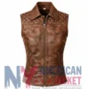 Women’s Quilted Leather Shoulder Studded Vest
