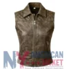 Women’s Quilted Shoulder Leather Studded Vest