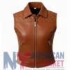 Women’s Quilted Studded Leather Shoulder Vest