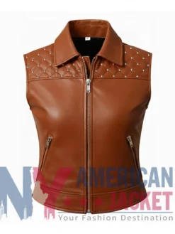 Women’s Quilted Studded Leather Shoulder Vest