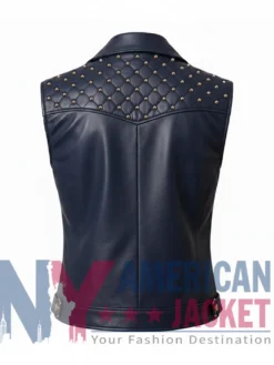 Women’s Quilted Studded Shoulder Vest Leather