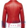 Women's Red Motorcycle Slimfit Zip-Up Leather Jacket