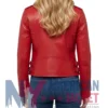 Women's Red Motorcycle Zip-Up Slimfit Leather Jacket