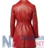 Women's Red Real Trench Leather Coat