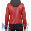 Women’s Red with Removable Hood Leather Jacket