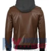 Women’s Removable Coffee Brown with Leather Hood Jacket