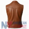 Women’s Shoulder Quilted Studded Leather Vest