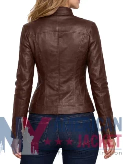 Women's Slimfit Cafe Leather Racer Jacket