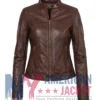 Women's Slimfit Leather Cafe Racer Jacket