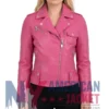 Women's Slimfit Pink Biker Leather Jacket