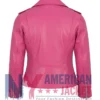 Women's Slimfit Pink Leather Biker Jacket