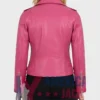 Women’s Slimfit Pink Leather Biker Jacket back