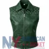 Women’s Studded Quilted Leather Shoulder Vest