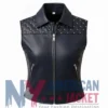 Women’s Studded Quilted Shoulder Vest Leather