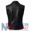 Women’s Studded Shoulder Quilted Leather Vest