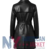 Women's Trench Mid Length Leather Black Coat