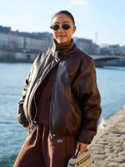 Yuwei Zhangzou Fashion Photo Session Bomber Leather Jacket