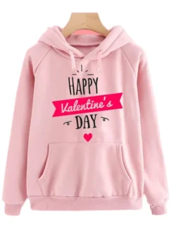 happy valentines day pink hoodie
