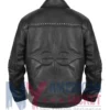 Back view of VIVET Signature Leather Jacket featuring sleek black leather design and full sleeves