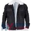Black Suede With Trucker Jacket Sherpa Collar