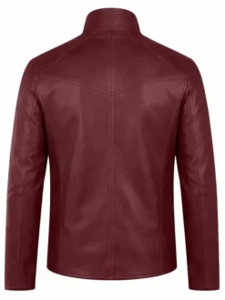 Burgundy Cafe Racer Leather Jacket