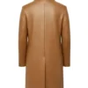 Camel Double-Breasted Leather Trench Coat