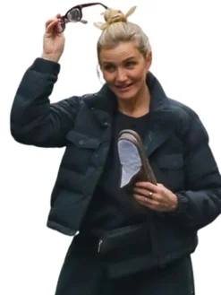 Cameron Diaz NYC 2026 Black Puffer Jacket