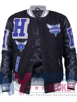 Charlotte Hornets Black Wool Varsity Jacket