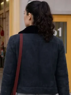 Chicago Fire S14 Hanako Greensmith Black Shearling Leather Jacket