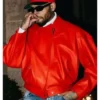 Chris Brown 2026 Red Leather Jacket