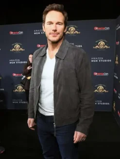Chris Pratt Mercy 2026 Grey Suede Jacket