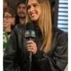 Emma Pritchard Black Leather Bomber Jacket