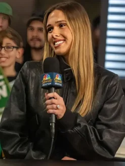 Emma Pritchard Black Leather Bomber Jacket