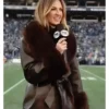 Erin Andrews NFC Championship Game Brown Faux Fur Trim Coat