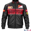 Ferrari F1 Racing Black Leather Biker Bomber Jacket