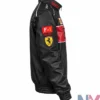 Ferrari Formula 1 Racing Black Leather Full Zip Up Jacket Side View