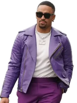 Jalen Hurts Purple Leather Jacket