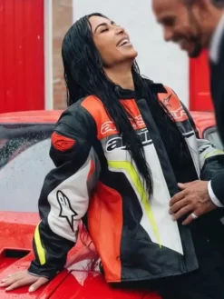 Kim Kardashian Racer leather Jacket