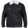 Love Life Augie Black Suede Sherpa Trucker Jacket