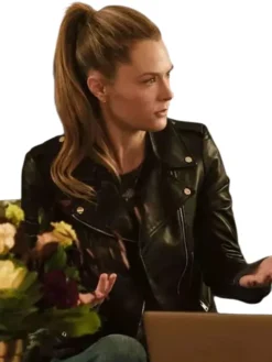 Maggie Lawson Boston Blue Black Leather Jacket